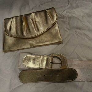 Vintage Gold Clutch and Belt Set